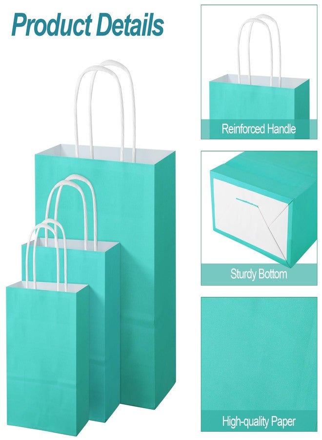 MIMIND 144 Pieces Teal Blue Gift Bags with Handles Assorted Sizes Mint Turquoise Paper Bags Bulk Teal Party Supplies Baby Shower Birthday Wedding Merchandise Bags Retail Shopping Bags Favor Bags - Image 3